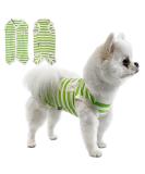 TONY HOBY Dog Summer Pajamas - Striped Sleeveless Dog Overalls in White & Green (Medium) - International Shipping Available - Buy Online on GoSupps.com