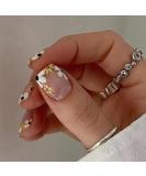 24 Pieces Short Angular Nude French Press On Nails - Acrylic Ballerina Fingernails with Flower Design for Women & Girls - Perfect Nail Art Manicure - Buy Online on GoSupps.com