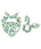Dog Bandanas & Matching Scrunchie Set Girl Dog Bandana Scarf Washable Kerchief Bibs for Medium Large Dogs Pet Owner Birthday Gift Green 05-green white Large - Buy Online on GoSupps.com