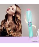 Buy 2-in-1 Ceramic Heated Curling Iron Brush for Travel - Mini Hair Curler & Straightener - Anti-Scald Volume & Smoother Hair - Blue - Buy Online on GoSupps.com