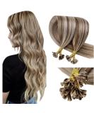 Buy Laavoo Real Hair Extensions - Brown Blonde Keratin U-Tip 50cm | Highlighted Light Brown & Platinum Blonde - 1g/s 50g/50s - Buy Online on GoSupps.com