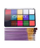 UCANBE Face Body Paint Set, 15 Colors Painting Palette Makeup Kit with 10 Pcs Professional Artist Brushes for Halloween Cosplay Party Classic - Buy Online on GoSupps.com