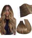 Ugeat Balayage Tape Extensions Real Hair - Ash Blonde & Dark Brown 55cm 20 Pieces 50g Remy Hair #4/10/16 - Buy Online on GoSupps.com