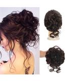 Claw Messy Bun Hairpiece Clip - Wavy Curly Chignon for Women & Girls Dark Brown - Buy Online on GoSupps.com