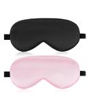 Silk Sleep Mask 2 Pack - Soft Light Blocking Eye Masks with Storage Bags & Ear Plugs for Travel | Adjustable for Men & Women (Black & Pink - Buy Online on GoSupps.com