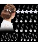 25 Wedding Hairpins - Bridal Jewelry U-Shaped Rhinestone Hair Clips with Pearls & Flowers for Brides & Girls - International Shipping - Buy Online on GoSupps.com