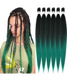 Xusuperb Lang Pre-Stretched Ombre Green Braiding Hair - 30 Inch Easy Knotless Extensions (6 Packs) | Soft Yaki Texture for Braiding (T1B/Green#) - Buy Online on GoSupps.com