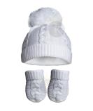 Royal Icon Baby Knitted Pom Pom Hat with Mittens Set - White, NB-12 Months (RI6512) - Buy Online on GoSupps.com