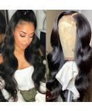 Larhali 13x6 HD Transparent Lace Front Wig Brazilian Body Wave Human Hair 28 inch - 180% Density Pre Plucked for Black Women - Buy Online on GoSupps.com