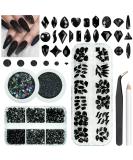 4 Boxes Black Nail Rhinestones Kit - 24 Shapes K9 Glass Flatback Gems for Nail Art DIY Crafts & Body Decoration - Buy Online on GoSupps.com