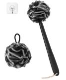 Rolizoe Loofah with Handle & Stem Back Brush Set - Black & White Luffa Sponge for Bathing & Shower - 43cm - Buy Online on GoSupps.com