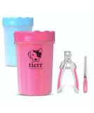 Tierr Pfotenreiniger for Dogs - Clean Paws Easily | Soft Brush & Dishwasher Safe | Size M + Claw Scissors - Pink - Buy Online on GoSupps.com