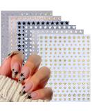 6 Sheets Star Nail Stickers 3D Glitter Shiny Gold Silver White Black Stars Nail Art Sticker Geometry Star Sticker DIY Transfer Decal Designs Nail Tips DIY Manicure Luxury Nail Art Decoration Supplies Design 6 - Buy Online on GoSupps.com