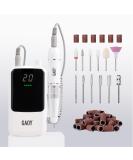 GAOY Rechargeable Cordless Nail Drill - Best Electric Nail File for Beginners with 12 Bits & Sanding Bands for Acrylic & Gel Nails - White - Buy Online on GoSupps.com