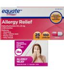 Equate Allergy Relief Capsules 25mg 100 Ct Bundle + Exclusive Allergy Relief Guide - 2 Items, 100 Count - Buy Online on GoSupps.com