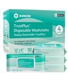 Sunkiss TrustPlus Wet Wipes for Adults Extra Thick 20x30 cm Body Cleaning Towels with Aloe for Incontinence 200 Pieces (4 Packs of 50) - Buy Online on GoSupps.com