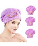 Yomigoo 3 Pack Hair Drying Towel Set - Quick Dry Microfiber Wrap for Women with Long & Thick Hair - Super Absorbent - Purple - Buy Online on GoSupps.com