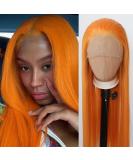 Orange Lace Front Wig - Long Straight Synthetic Hair for Black Women - Heat Resistant Fiber - Cosplay and Daily Wear - Buy Online on GoSupps.com