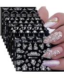 White 3D Lace Flower Nail Stickers - Self Adhesive Floral Decals for Wedding Nail Designs | Manicure Decorations - Buy Online on GoSupps.com