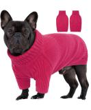 Iecoii Warm Turtleneck Dog Sweater - Winter Clothing for Small to Large Dogs Chihuahua French Bulldog & Labrador - Rose-Red - Buy Online on GoSupps.com