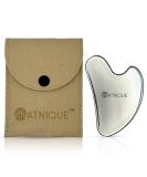Stainless Steel Gua Sha Tool - Heart Shaped Facial Massage for Puffiness Tension Relief & Lymphatic Drainage | Durable & Portable with Travel Pouch - Buy Online on GoSupps.com