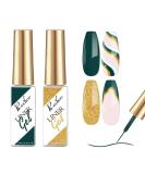 Green & Gold Gel Liner Nail Art Set | Soak Off French Manicure Polish | UV Gel for Liner Drawing & Nail Painting | 2pcs - Buy Online on GoSupps.com