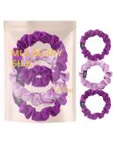 BasicSense Luxurious Mulberry Silk Hair Scrunchies - Set of 3 Skinny Large Scrunchies in Purple Assortment - Buy Online on GoSupps.com