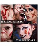 Zombie Halloween Makeup Kit - 11 Sheets, 67 Scars Tattoos, Fake Blood, Vampire Makeup - Safe for Kids - Buy Online on GoSupps.com