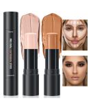 Double-End Cream Contour Highlighter Stick | Long-Lasting & Waterproof Bronzer | Professional Face & Body Makeup Stick (01 Ivory+Dark Brown) - Buy Online on GoSupps.com