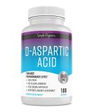 Simple-Organics D-Aspartic Acid Supplement | 3000mg per Serving | Energy Support Pills | 180 Non-GMO Vegan Capsules - Buy Online on GoSupps.com