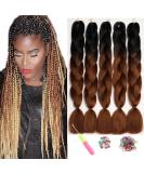 Showjarlly Jumbo Braid Hair Extensions - 24-Inch Ombre Kanekalon Braid (5 Pack) for Crochet & Box Braids - Black/Dark Brown - Buy Online on GoSupps.com