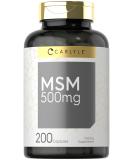 MSM Supplement 500mg - 200 Capsules | Non-GMO & Gluten Free | Methylsulfonylmethane by Carlyle - Buy Online on GoSupps.com