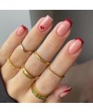 Justotry Red French Nails - 24-Piece Heart Motif Press-On Set | Glossy Angular Square Fingernails for Women - Buy Online on GoSupps.com