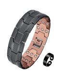 Jecanori 3X Lymph Drainage Copper Magnetic Bracelet for Men - Adjustable Wristband with Ultra Strength Magnets (3500 Gauss) - Includes Removal Tool and Gift Box - Lines-black - Buy Online on GoSupps.com