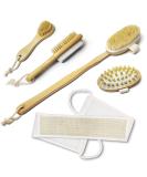 YONOY Natural Boar Bristle Body Brush Set - Back Scrubber, Face Brush, Feet Brush, Massage Nodules Brush (5 Pack) - Buy Online on GoSupps.com