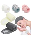8-Piece Spa Facial Headband & Towel Set for Women - Adjustable Terry Cloth Wrap for Makeup, Skincare, and Shower - White Gray and Light Pink Colors - Buy Online on GoSupps.com