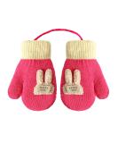 Girls Boys Cute Fox Knitting Short Full Finger Gloves Toddler Kids Winter Thermal Plush Lining Cycling Camping Gloves Mitten for 1-3 Yrs Cartoon/Fuschia - Buy Online on GoSupps.com