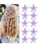 Mezrkuwr 10 pcs Lila Flower Hair Clips - Rhinestone Metal Hair Accessories for Weddings & Girls - Decorative Violet Bridal Hair Clamps - Buy Online on GoSupps.com