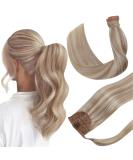Hetto Braid Extensions | Real Hair Blond Ponytail Extensions #18/613 Ash Blonde | Highlighted 30g 35cm - Buy Online on GoSupps.com