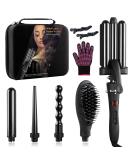 5 in 1 Beach Waver & Straightener Set - Interchangeable Barrels Instant Heat LED Display - Hot Tools for Effortless Styling - Buy Online on GoSupps.com