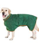 PETTOM Dog Bathrobe Towel - Microfiber Water Absorbent Drying Coat for Large Dogs - Green - L 60cm Back Length - Buy Online on GoSupps.com