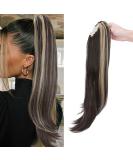 Curly Clip-In Ponytail Extensions - 55cm Wavy Synthetic Hair in Dark Brown & Ash Blonde - Perfect for Women - Buy Online on GoSupps.com
