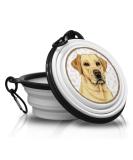 Labrador Cream Portable Drinking Bowl - Foldable Pet Bowl with Carabiners for On-the-Go Convenience | Unique Travel Bowl for Dogs - Buy Online on GoSupps.com