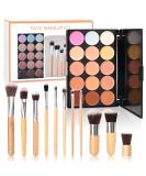 Wood Collection Concealer Cover Cream Palette with 11 Brushes - 15 Colors Professional Makeup Kit for Highlighting & Contouring #032 - Buy Online on GoSupps.com