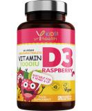 Kids Vitamin D3 1000 iu High Strength - Raspberry Flavour Chewables for 4-12 Years - Vegan Society Registered - 2 Months Supply - Made in UK - Buy Online on GoSupps.com