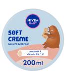 Nivea Baby Soft Care Cream - Vegan Hypoallergenic Moisturizer with Almond Oil & Vitamins | 200ml | No Microplastics or Parabens - Buy Online on GoSupps.com