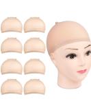 Wig Cap MORGLES 8 Pcs Natural Nude Stretchy Nylon Wig Caps with Elastics Bands Beige - Buy Online on GoSupps.com
