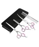 GEMEK Pet Grooming Scissors Set - Professional Stainless Steel Trimmer Kit for Cats and Dogs - 7.5 inch Straight, Thinning, and Curved Scissors with Grooming Combs - Buy Online on GoSupps.com