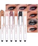 6Pcs Waterproof 2 Tone Eye Shadow Stick Makeup Set - Cream Eye Shadow Pencil Eyeliner Crayon Set in White, Brown, Gold, Pink, Purple, Black - Eye Brightener Stick Highlighter - Pack of 1 - Set02 - Buy Online on GoSupps.com