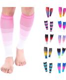 Doc Miller Calf Compression Sleeve 20-30 mmHg - Pink/White Large - Shin Splint & Varicose Vein Support - 1 Pair - Buy Online on GoSupps.com
